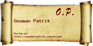 Ossman Patrik névjegykártya